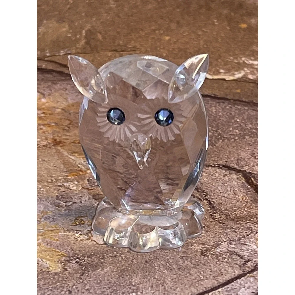 Sklarny Bydzov Crystal Glass Owl Figurine Crystal from Bohemia Handmade